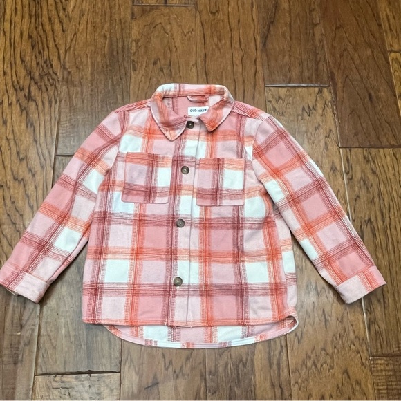 Old navy kids peach plaid shacket - Picture 1 of 7